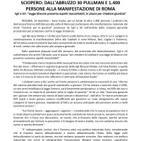 SCIOPERO: DALL’ABRUZZO 30 PULLMAN E 1.400 PERSONE ALLA MANIFESTAZIONE DI ROMA